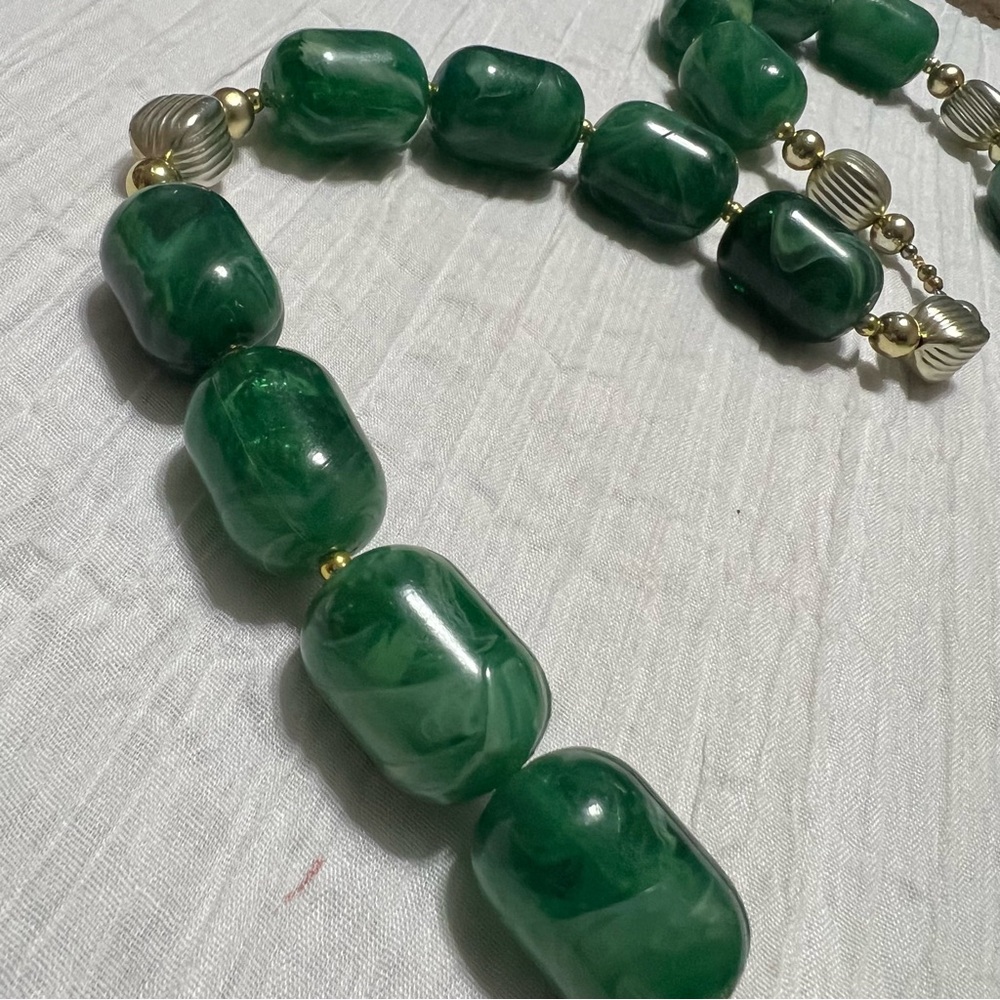 93. Emerald Green Large Beaded Statement Necklace - image 6
